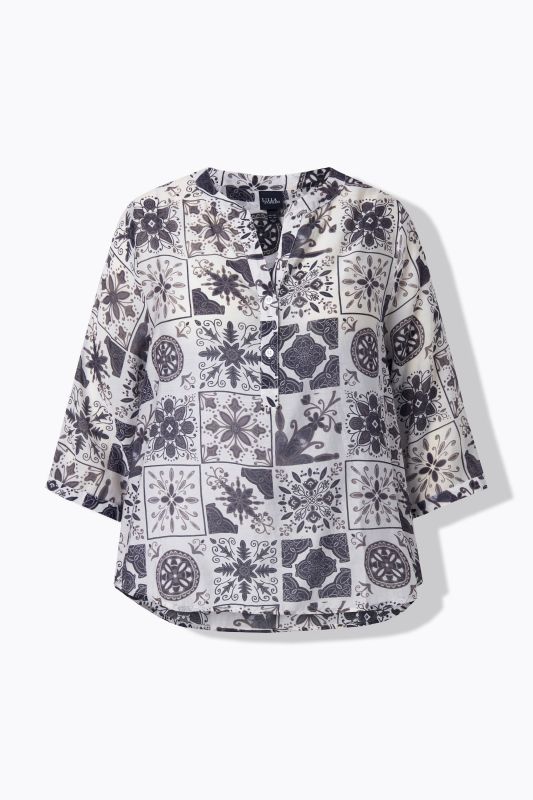 Tile Print 3/4 Sleeve Blouse