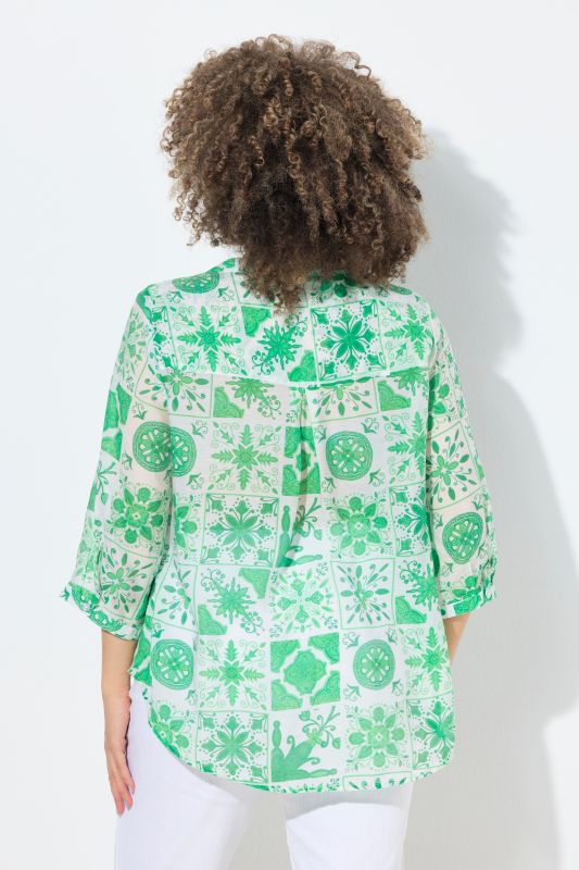 Tile Print 3/4 Sleeve Blouse