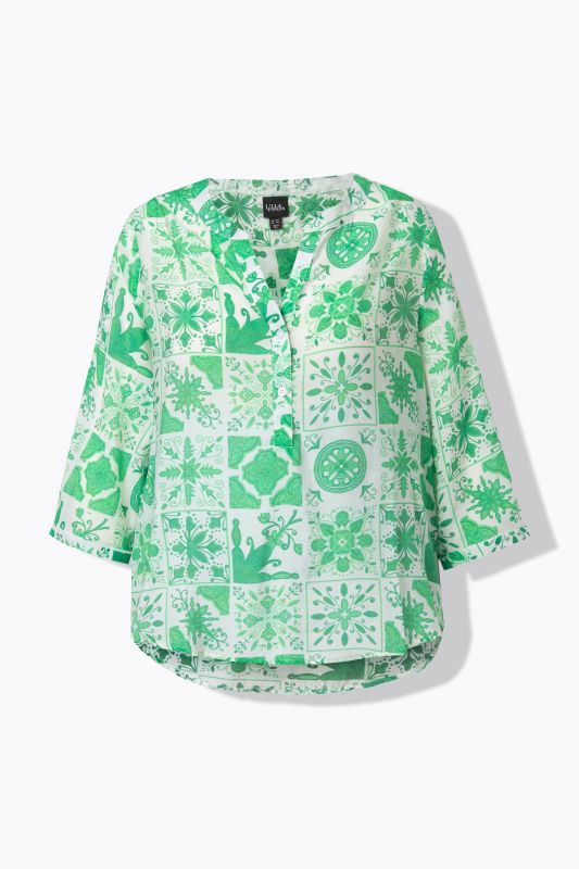 Tile Print 3/4 Sleeve Blouse