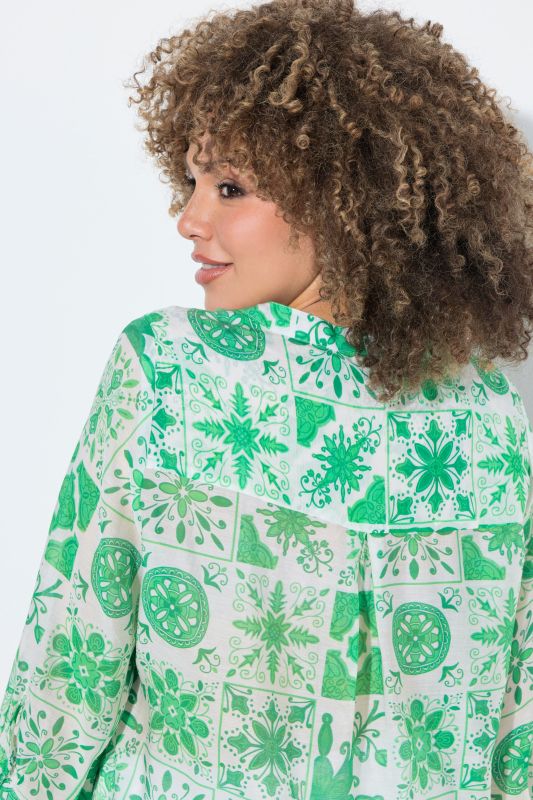 Tile Print 3/4 Sleeve Blouse