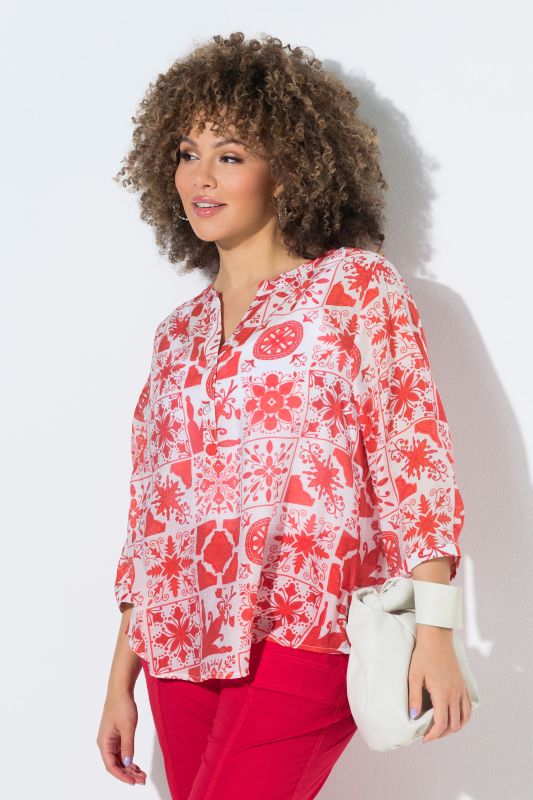 Tile Print 3/4 Sleeve Blouse