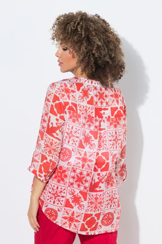 Tile Print 3/4 Sleeve Blouse