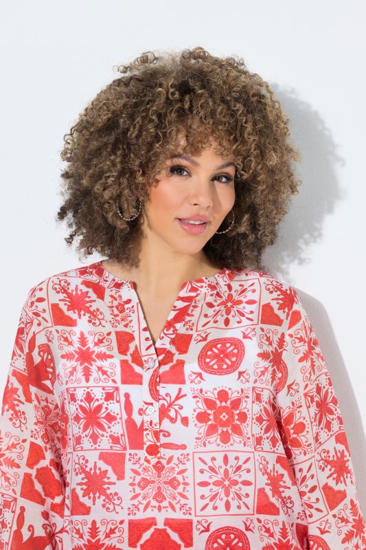 Tile Print 3/4 Sleeve Blouse