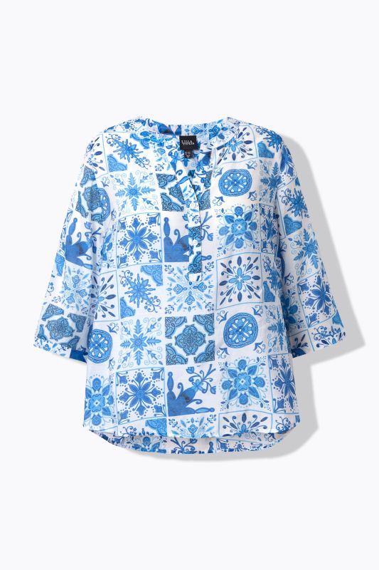 Tile Print 3/4 Sleeve Blouse