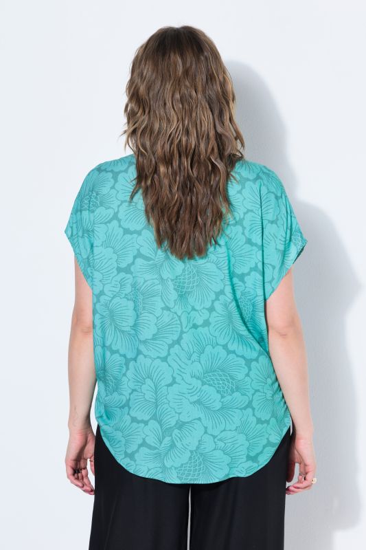 Flower Print V-Neck Blouse