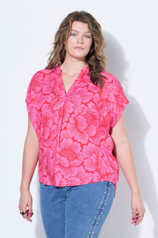 Flower Print V-Neck Blouse