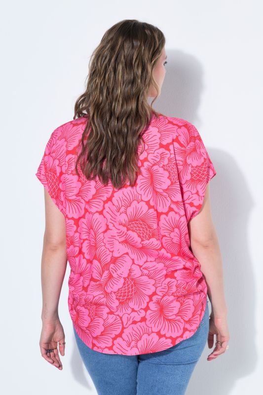Flower Print V-Neck Blouse