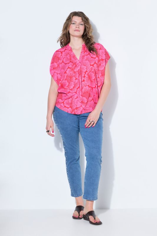 Flower Print V-Neck Blouse