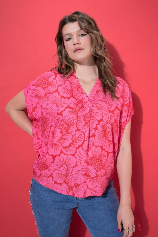 Flower Print V-Neck Blouse