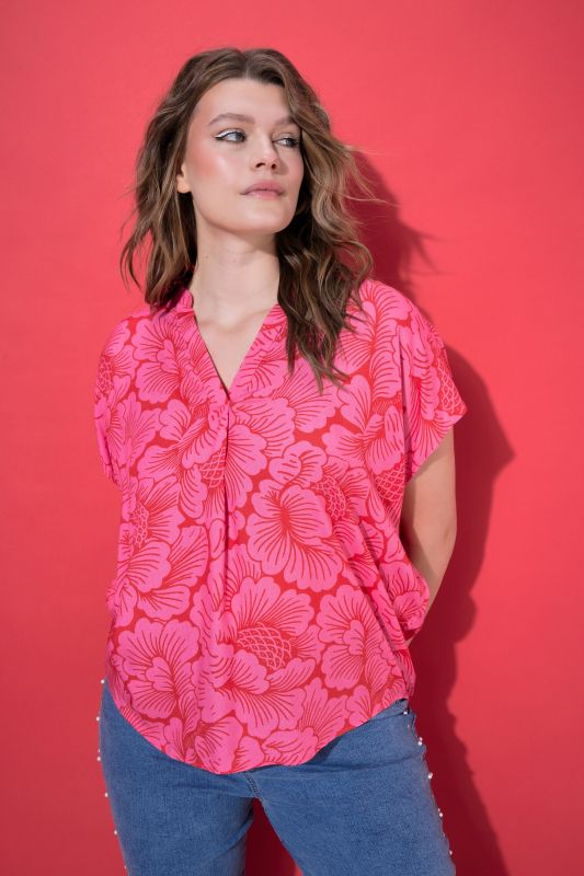 Flower Print V-Neck Blouse