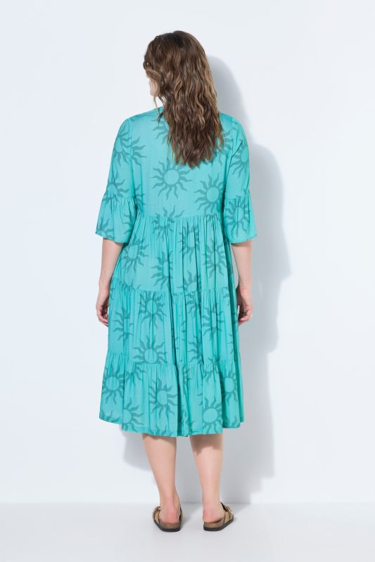 Sun Print Flounce Panel Dress
