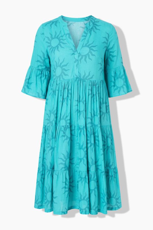 Sun Print Flounce Panel Dress
