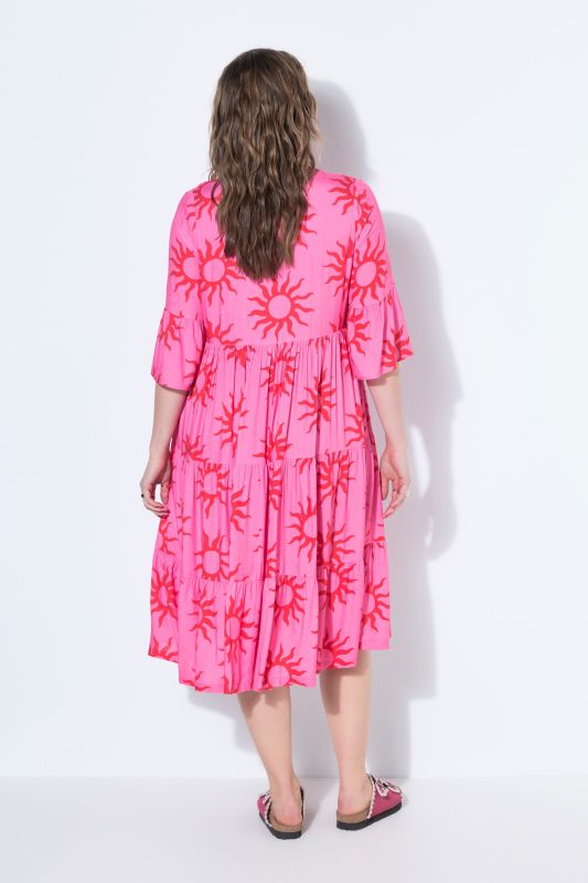 Sun Print Flounce Panel Dress