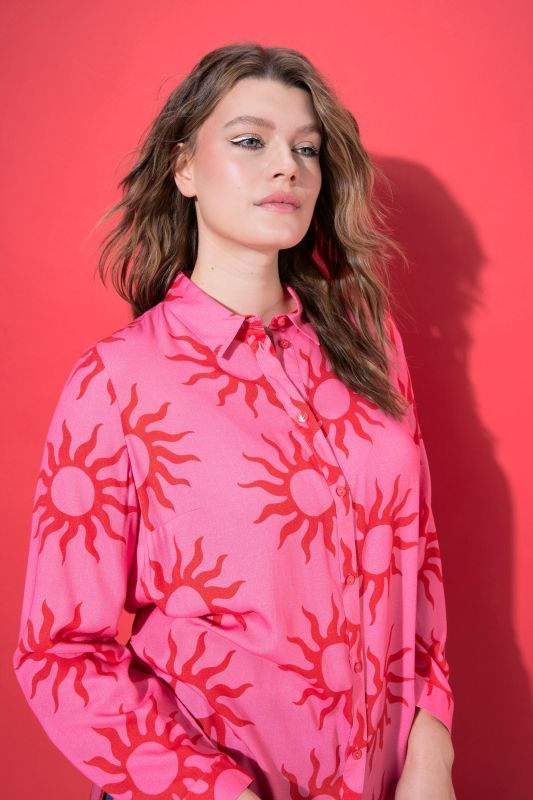 Sun Print V-Neck Blouse