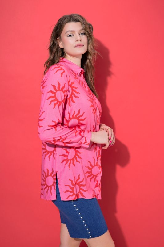 Sun Print V-Neck Blouse