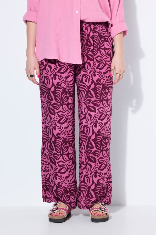 Flower Print Elastic Waist Pants