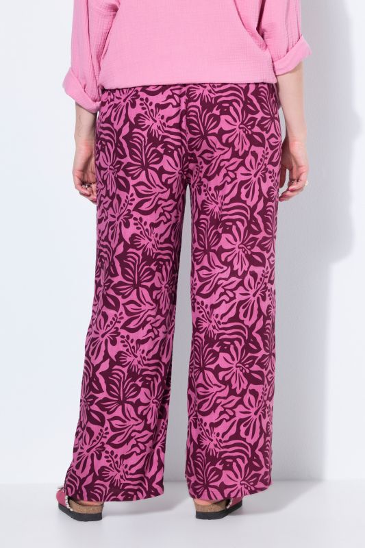 Flower Print Elastic Waist Pants