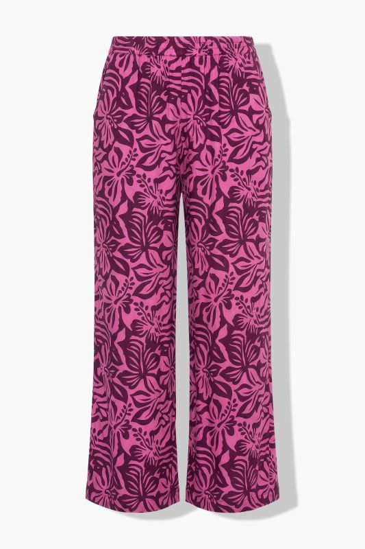 Flower Print Elastic Waist Pants