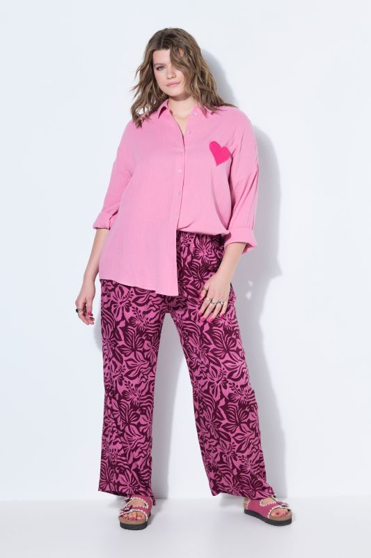 Flower Print Elastic Waist Pants