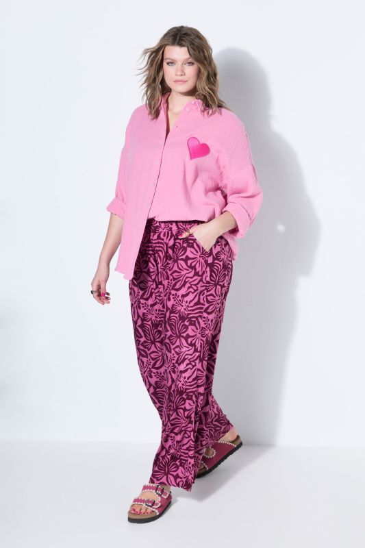 Flower Print Elastic Waist Pants