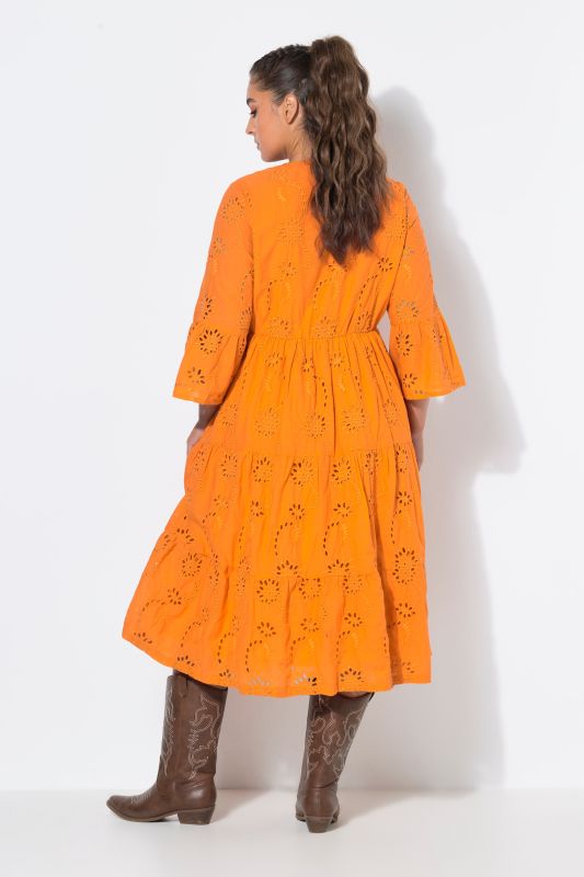 Eyelet Embroidered 3/4 Sleeve Dress