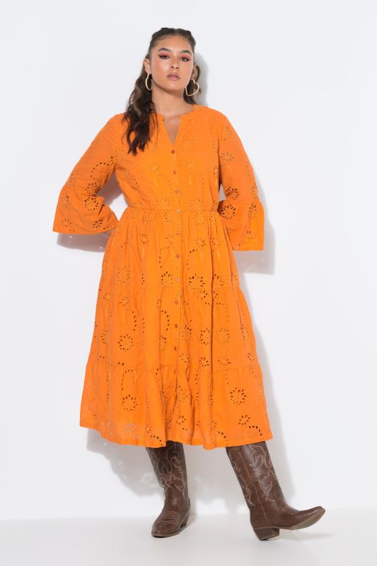 Eyelet Embroidered 3/4 Sleeve Dress