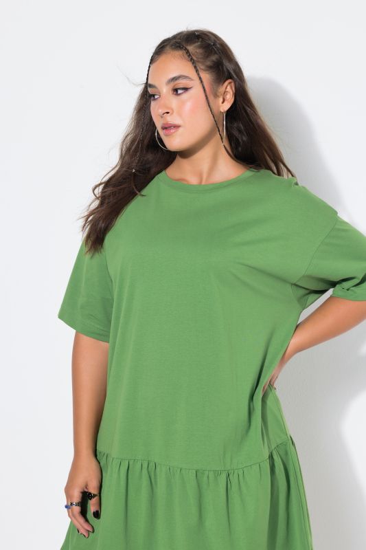 Flounce Panel Short Sleeve Jersey Dress