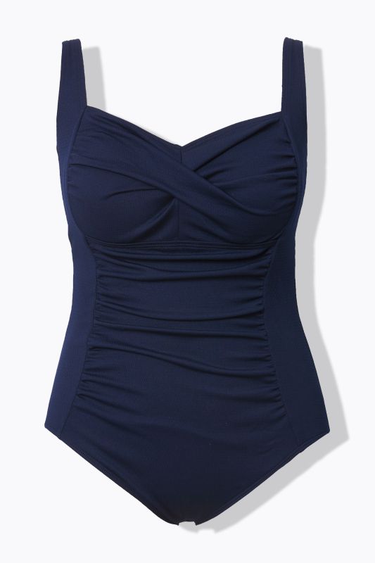 Draped Front Sweetheart Neck Front Lined Swimsuit