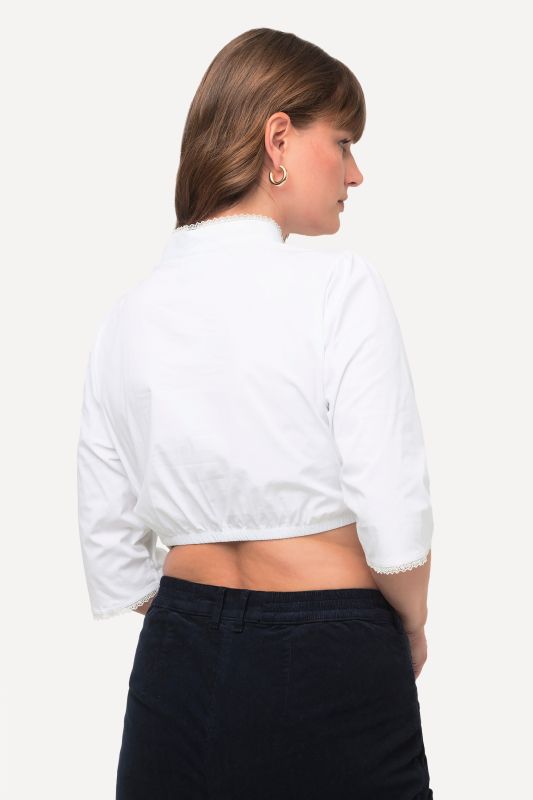 Cropped Collared 3/4 Sleeve Dirndl Blouse