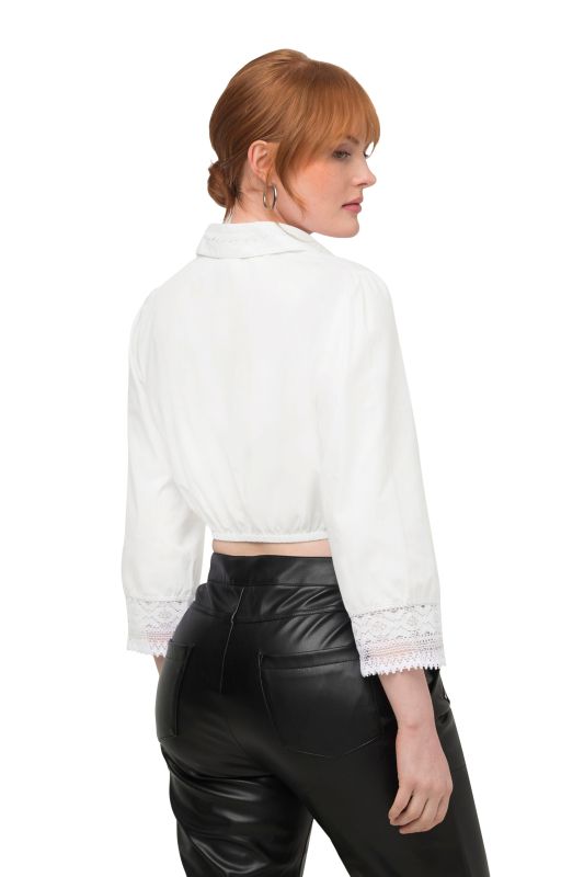 Collared Cropped Dirndl Blouse