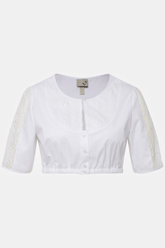 Lace Detail Short Sleeve Dirndl Blouse
