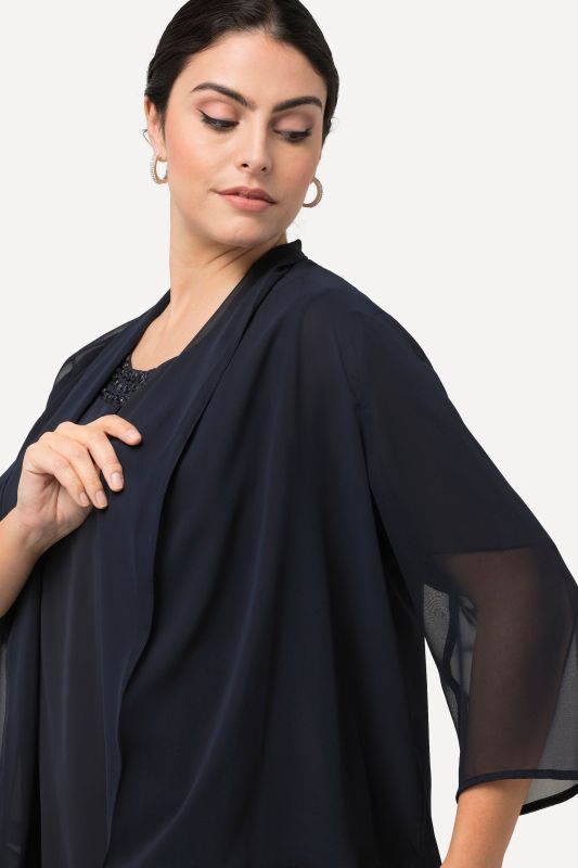 Oversized Shawl Collared Chiffon Jacket