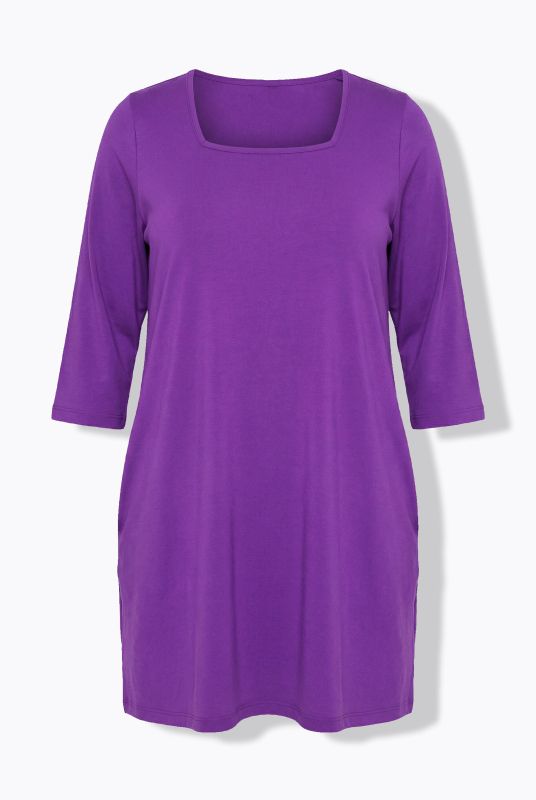 Square Neckline Knit Swing A-line Pocket Tunic
