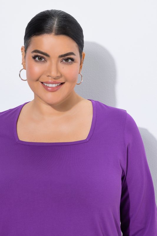 Square Neckline Knit Swing A-line Pocket Tunic