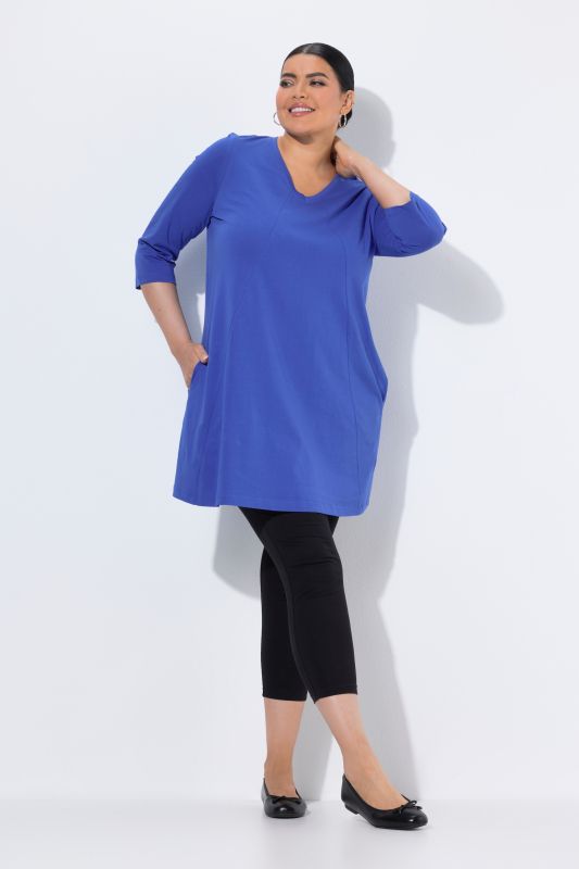 V-Neck Seam Knit  A-line Swing Tunic