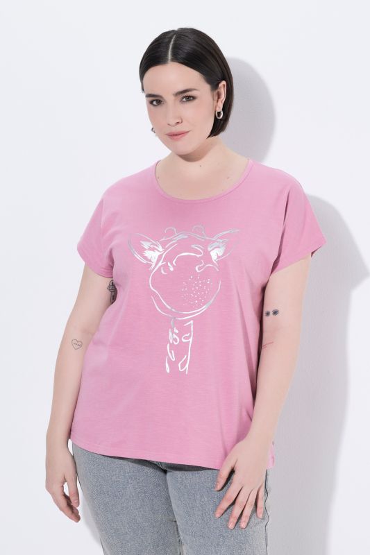Metallic Animal Cap Sleeve Graphic Tee