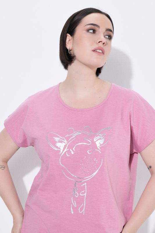 Metallic Animal Cap Sleeve Graphic Tee