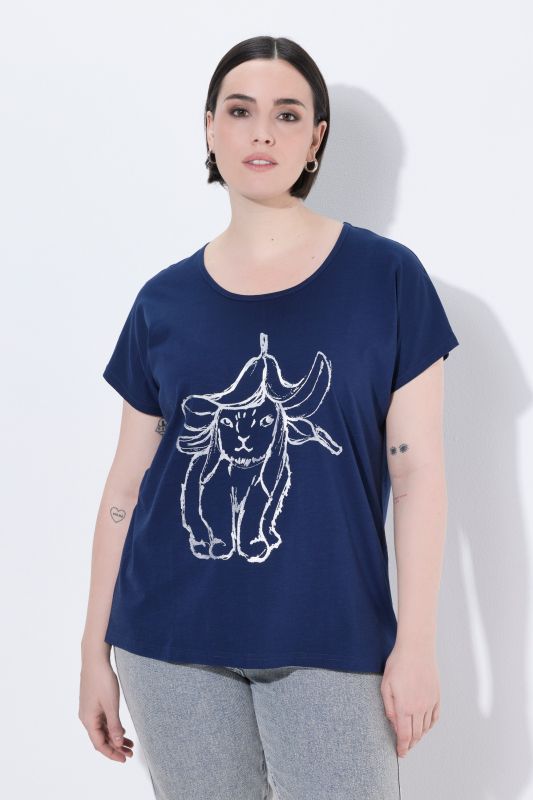 Metallic Animal Cap Sleeve Graphic Tee