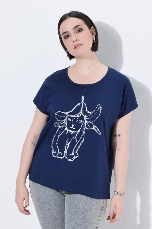 Metallic Animal Cap Sleeve Graphic Tee