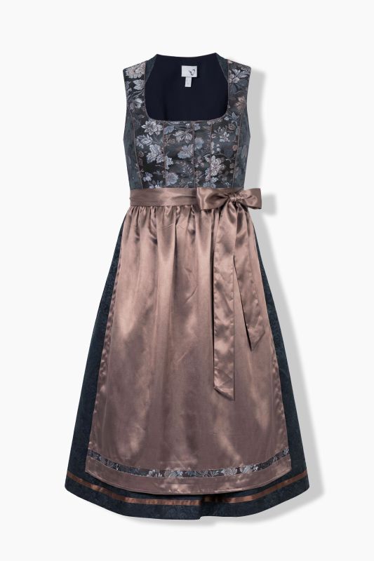 Floral Jacquard Satin Apron Dirndl