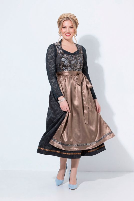 Floral Jacquard Satin Apron Dirndl