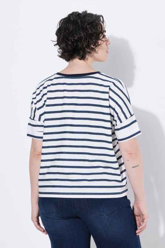 Bow Applique Short Sleeve Striped Tee