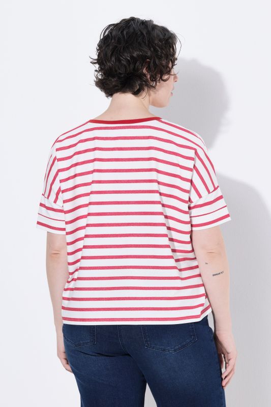 Bow Applique Short Sleeve Striped Tee