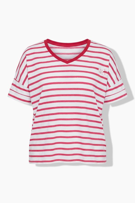 Bow Applique Short Sleeve Striped Tee