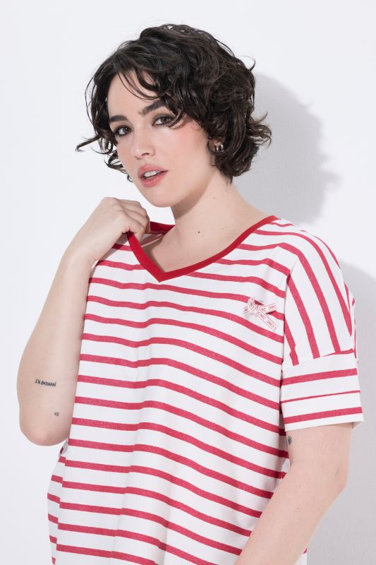 Bow Applique Short Sleeve Striped Tee