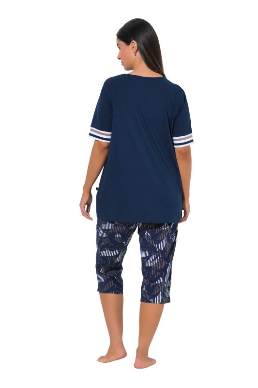 Striped Leaf Two Piece Pajama Set