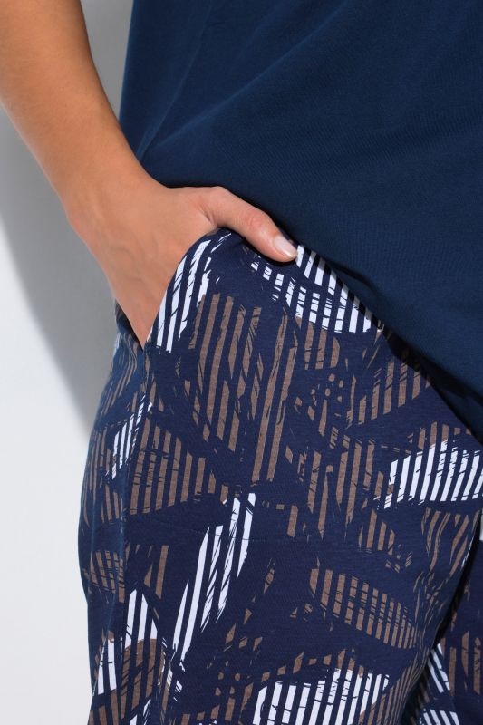 Striped Leaf Two Piece Pajama Set