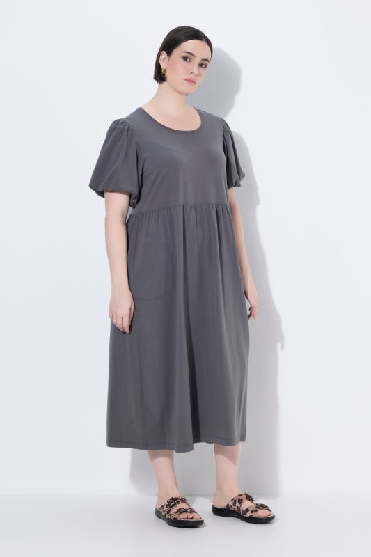 Balloon Sleeve Pocket Dress