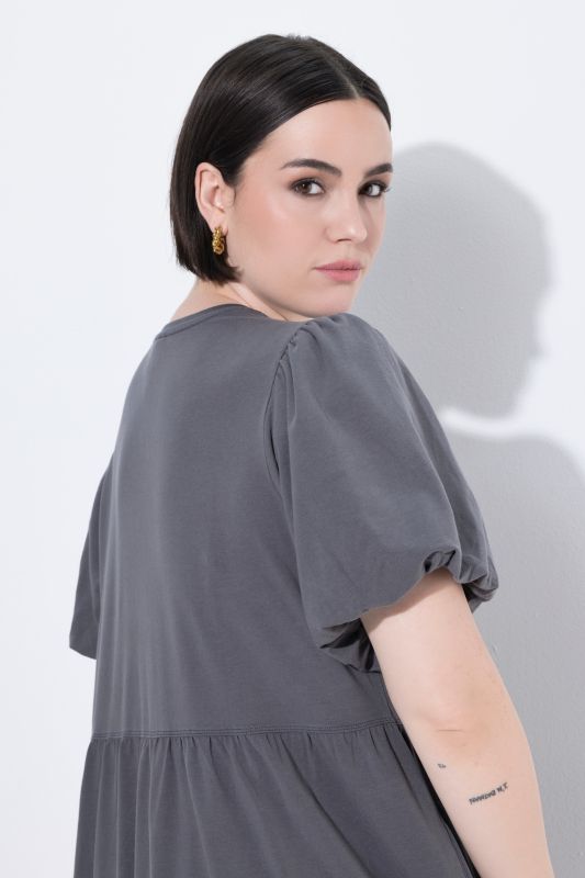 Balloon Sleeve Pocket Dress