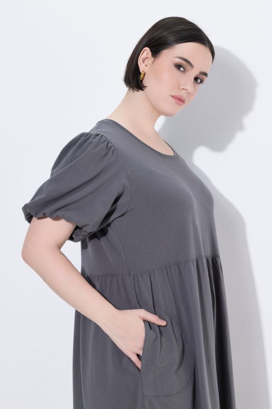 Balloon Sleeve Pocket Dress
